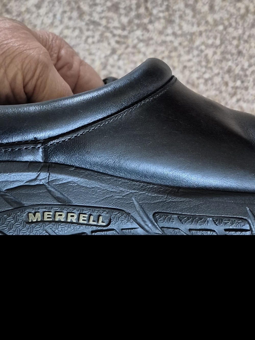 Merrell Black Leather Slip-On Casual Clogs - Picture 3 of 5